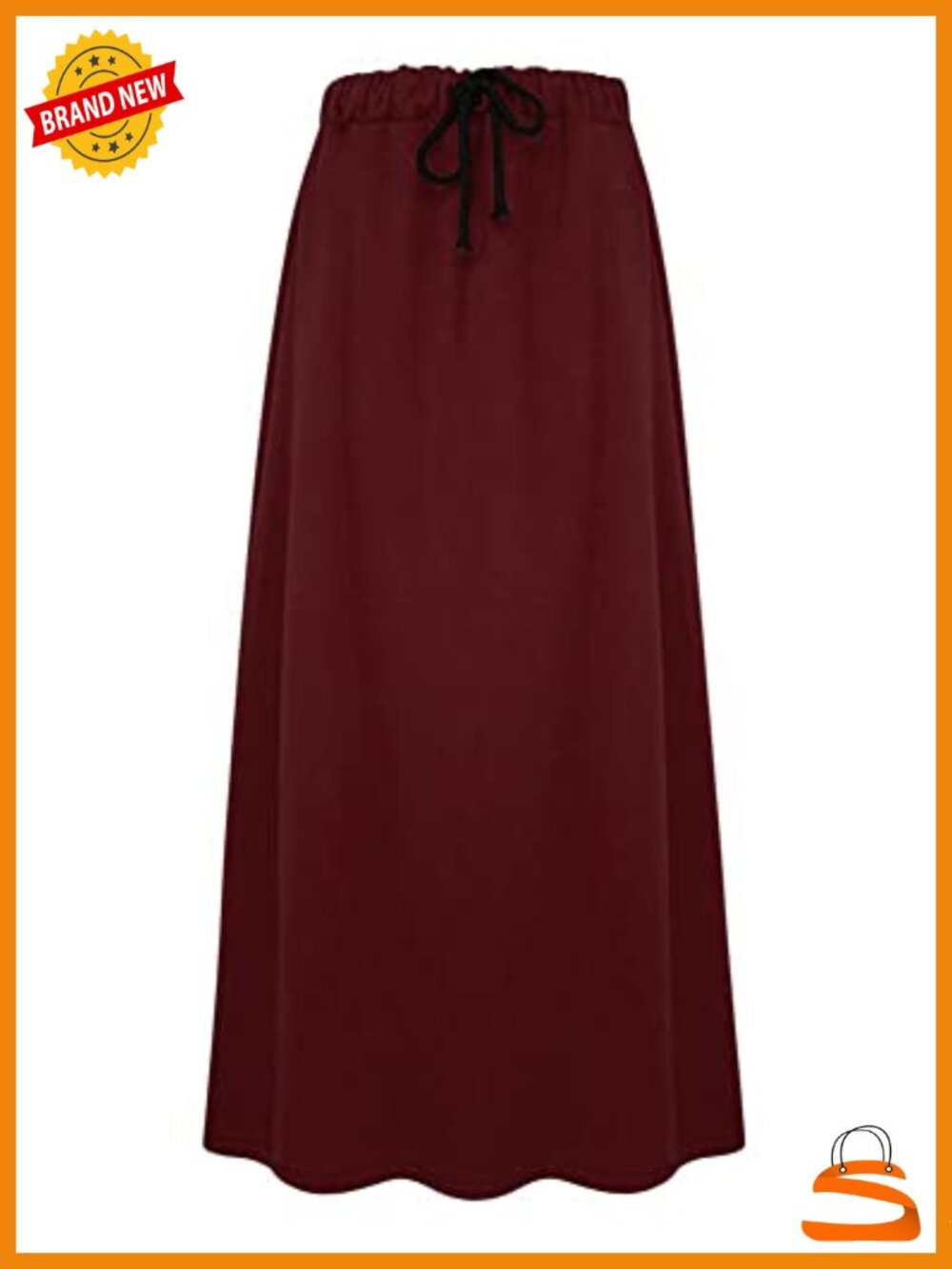 Fleece Lined A-Line Maxi Skirt with Pockets Winter Elastic Waist
